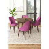 Hanah home Rox - Baroque, Purple BaroquePurple Dining Table & Chairs Set (5 Pieces) | ePonuda.com