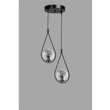 Opviq Damla 2 Li Tepsili Füme Camlı Siyah Sarkıt Black Chandelier | Eponuda.com