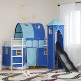  Okvir Krevet za Dječji Loft Bijela i Plava 100 x 190 cm Metal | Eponuda.com