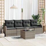 vidaXL 5-delna vrtna sedežna garnitura z blazinami siva Poly Rattan Cene