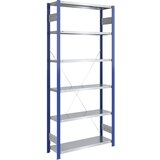 eurokraft pro Sestavljiv skladiščni regal, modra regalna stojala, pocinkana polica, VxŠ 2500 x 1000 mm, osnovni regal, globina 400 mm | Shoptok.si