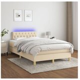  Box spring postelja z vzmetnico LED krem 120x200 cm blago | Shoptok.si