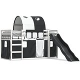 The Living Store pograd s toboganom in zavesami bel in črn 90x190 cm - pograd, (21488296) | Shoptok.si