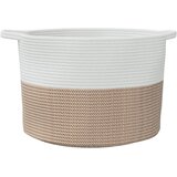  Košara za rublje smeđe-bijela Ø 55 x 36 cm pamučna | shoptok.hr