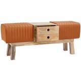  Klupa 110 x 30 x 45 cm Prava koža Smeđa Slike