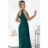 Numoco Long brocade dress with neckline and stitching at the waist | Shoptok.si
