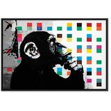  Slika - Banksy The Thinker Monkey 90x60 U crnom drvenom okviru | shoptok.hr