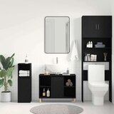 vidaXL Omarica za umivalnik črn hrast 80x33x60 cm inženirski les | Shoptok.si