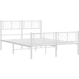 vidaXL Metalni okvir kreveta uzglavlje i podnožje bijeli 140 x 190 cm | shoptok.hr