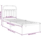 Metalni okvir krevet bez madraca s uzglavljem bijeli 75x190 cm | shoptok.hr