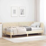 vidaXL Kotna postelja z vzmetnico z vzglavjem krema 90 x 200 cm blago | Shoptok.si