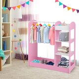 Ginger Home Dječja stalak za odjeću s ogledalom - otvoreni dječji ormar s policama i vješalicama, ružičasti, 94x38x100 cm | shoptok.hr