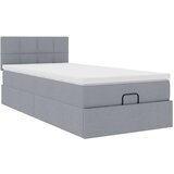 vidaXL Otomanska postelja z vzmetnico siv 90x200 cm blago | Shoptok.si