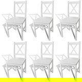 Maison Chic Jedilni stoli - Vzorci stoli 6 kosov bela borovina A1058, (22032484) | Shoptok.si