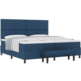 vidaXL Krevet s box springom madracem i klupom u plavoj boji 200x200 cm od tkanine | shoptok.hr