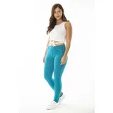 Şans Women's Large Size Turquoise Front Decoration and Back Pocket Leggings Pants