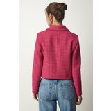  Women's Pink Tweed Crop Jacket | shoptok.hr