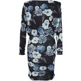 Trendyol Blue Printed Mini, Stretchy Knit Dress with Padded Draping Fitted/Sleek Cene