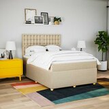  Krevet s oprugama i madracem krem 140x200 cm od tkanine | shoptok.hr