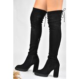 Fox Shoes Black Suede High Heeled Stretch Sock Boots Cene