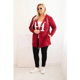 Kesi Women's Plus Size cotton hoodie with a large letter H burgundy | shoptok.hr