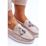 EVENTO Women's Openwork Leather Loafers Light Pink Lanzarot | Shoptok.si