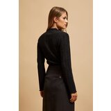 Marisse Black Mock Turtleneck Blouse Decorated With Metallic Thread | Eponuda.ba