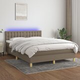 box spring s madracem LED smeđesivi 140x190 cm tkanina | shoptok.hr