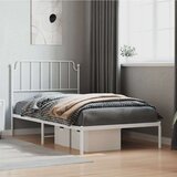 Metalni Kovinski posteljni okvir z vzglavjem bel 100x200 cm | Shoptok.si