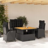  4-dijelni vrtni blagovaonski set od poliratana s jastucima crni Crna 110 cm table length | shoptok.hr