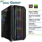 PCPLUS gaming namizni računalnik Ryzen 7 9700X/64GB/2TB NVMe SSD/RTX 5070 Ti 16GB/brez OS 148112 | Shoptok.si