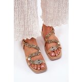 ARTIKER Women's Sandals With Decoration Snake Eco Suede Beige | Shoptok.si