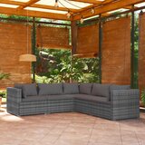 The Living Store Vrtna sedežna garnitura 5-delna z blazinami poli ratan siva - Vrtna Sedežna Garnitura, (21479035) | Shoptok.si