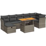 Maison Chic Seti vrtnega pohištva - Vrtna garnitura - Vrtni pohištvo set z blazinami 8-delna siv ratan/akacija, (21805959) | Shoptok.si