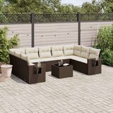 vidaXL 10-dijelni set vrtnih sofa od poliratana s jastucima smeđi | shoptok.hr