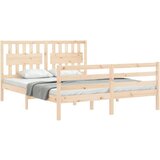 vidaXL Okvir kreveta s uzglavljem 160 x 200 cm od masivnog drva | shoptok.hr