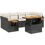 vidaXL Vrtna sedežna garnitura 7-delna z blazinami črn poli ratan, (21113107) | Shoptok.si