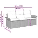  Sjedeća garnitura za vrt s jastukom 3 pcs Siva Poli ratan | shoptok.hr