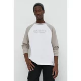 Hollister Co. Bombažna majica z dolgimi rokavi bež barva