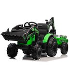 Lean_Toys Otroški Električni traktor TOP-WORKER 12V z zajemalko in prikolico Zelena | Shoptok.si