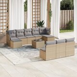 Maison Chic Seti vrtnega pohištva - Vrtna garnitura - Vrtni pohištvo set 11-delna z blazinami bež poli ratan, (21810351) | Shoptok.si