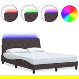 Maison Chic Posteljni okvir - Dvoposteljna postelja - Zakonska postelja z LED brez vzmetnice temno rjav 140x200 cm, (21694962) | Shoptok.si