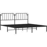 Metalni Kovinski posteljni okvir z vzglavjem črn 193x203 cm | Shoptok.si