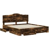  Okvir za krevet s uzglavljem Dimljeni hrast 200 x 200 cm | shoptok.hr