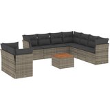  The Living Store Vrtna sedežna garnitura 10-delna z blazinami siv poli ratan - Vrtna Sedežna Garniture, (21451022) | Shoptok.si