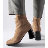 Gemre Beige elegant block-heeled ankle boots Serbadone | shoptok.hr
