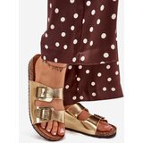 EVENTO Women's sandals on cork platform with buckles golden Vesina | Shoptok.si