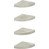  Kutne zidne police 4 kom siva boja betona 25 x 25 x 3,8 cm MDF | shoptok.hr