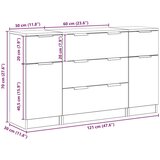 vidaXL Kreveta 3 pcs Crni hrast 121 x 30 x 70 cm Konstruirano drvo | shoptok.hr