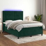  box spring s madracem LED tamnozeleni 140x190 cm baršun | shoptok.hr